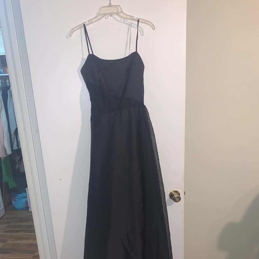 Spaghetti Strapped Maxi Black Dress /w Scarf